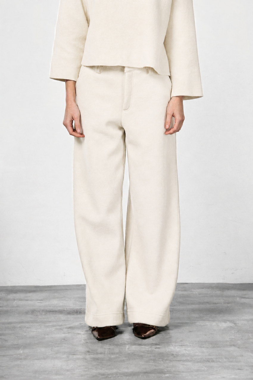 New York Wide Damen-Chinohose aus Wolltuch, Wide Leg
