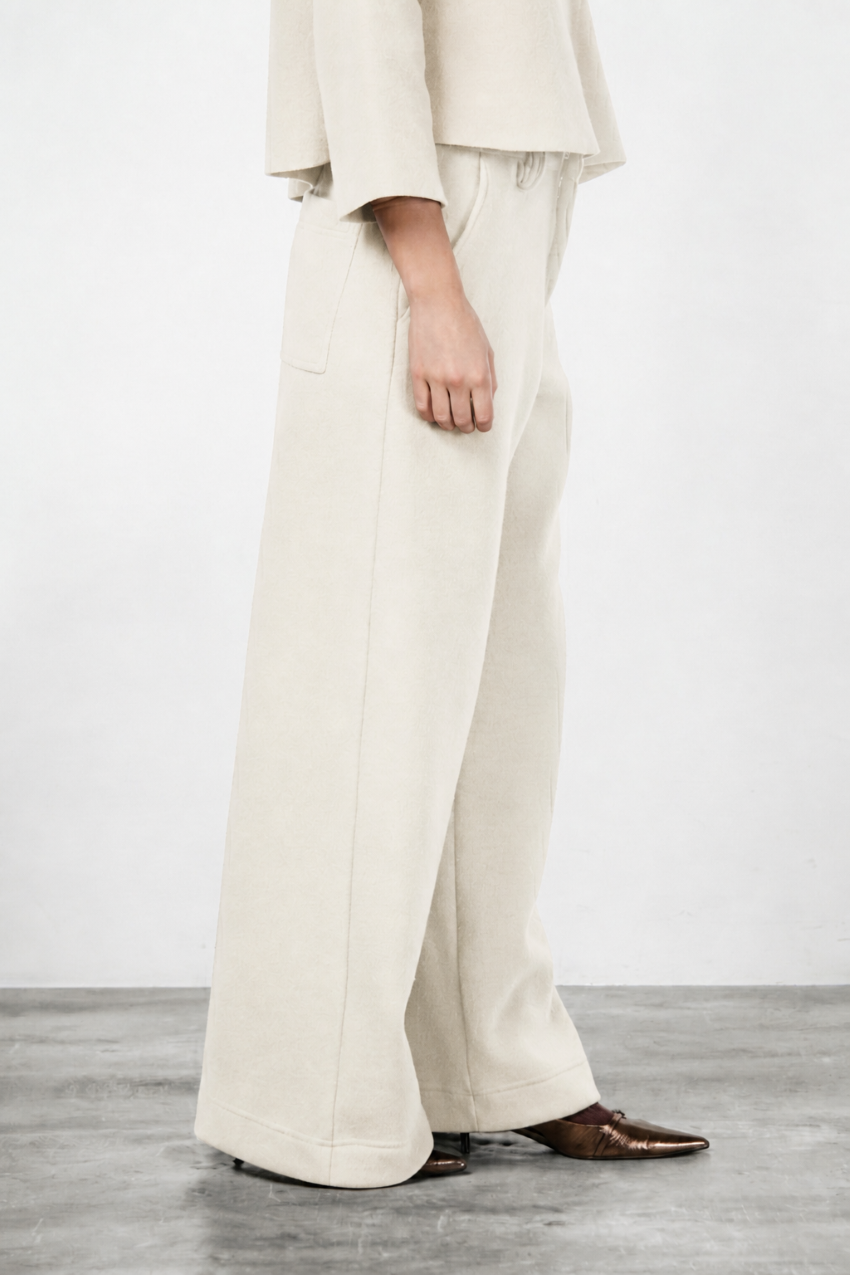 New York Wide Damen-Chinohose aus Wolltuch, Wide Leg