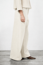 New York Wide Damen-Chinohose aus Wolltuch, Wide Leg