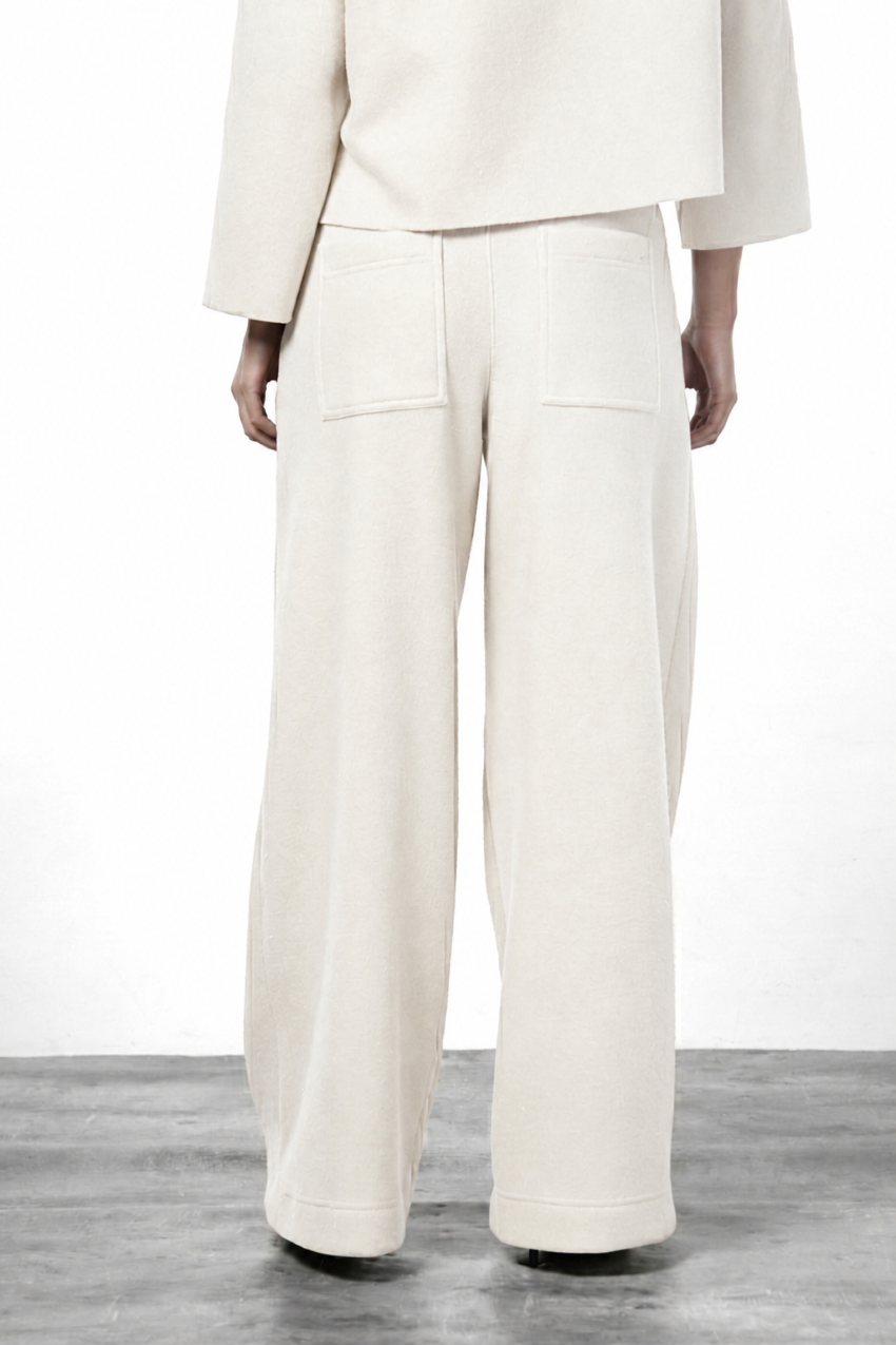 New York Wide Damen-Chinohose aus Wolltuch, Wide Leg
