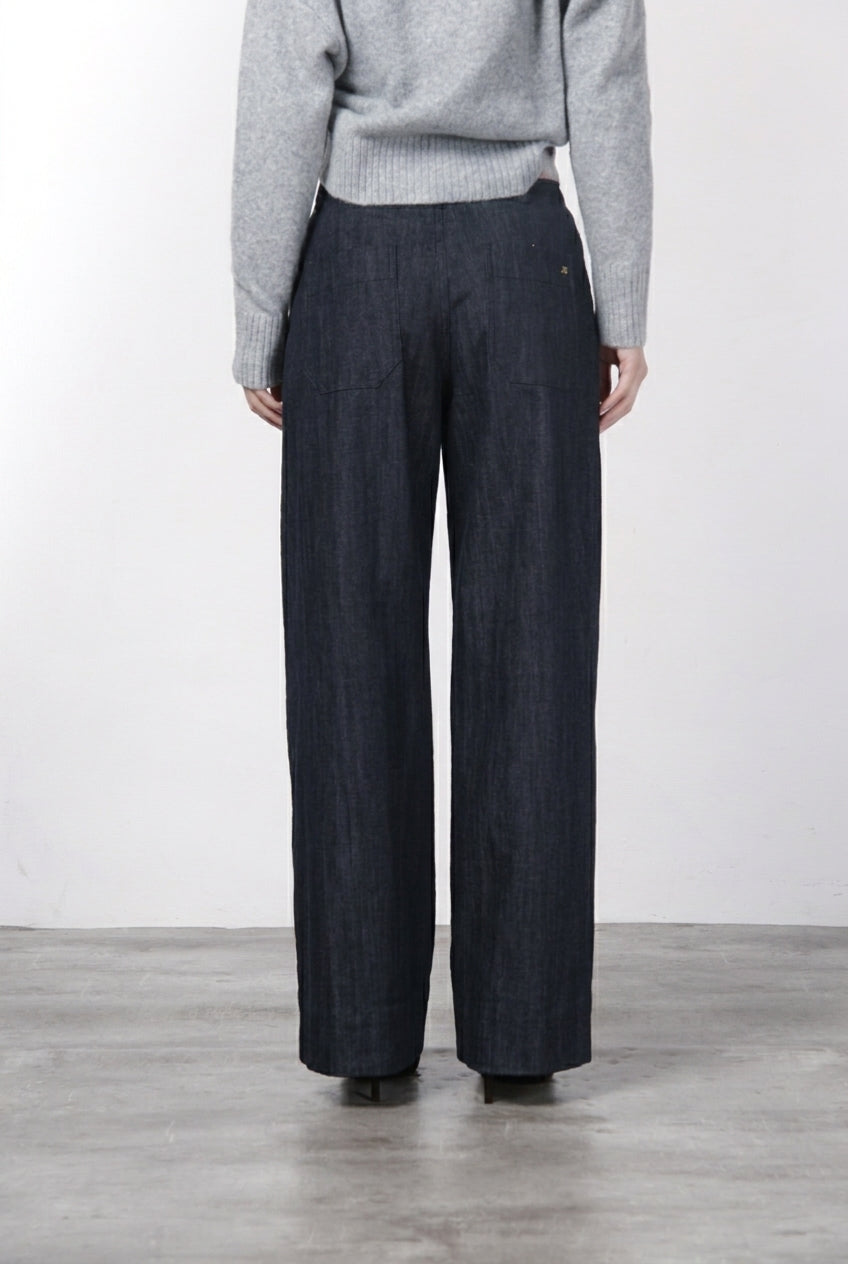 New York Wide pantalon chino 5 poches femme en denim stretch, wide leg
