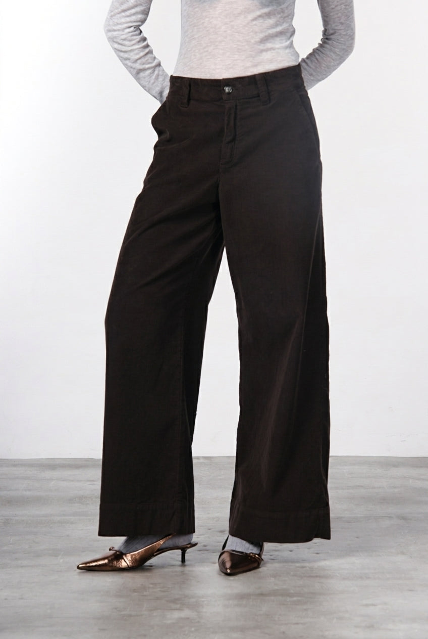 New York Wide pantalone chino donna in velluto 500 righe wide leg