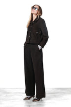 New York Wide pantalone chino donna in velluto 500 righe wide leg
