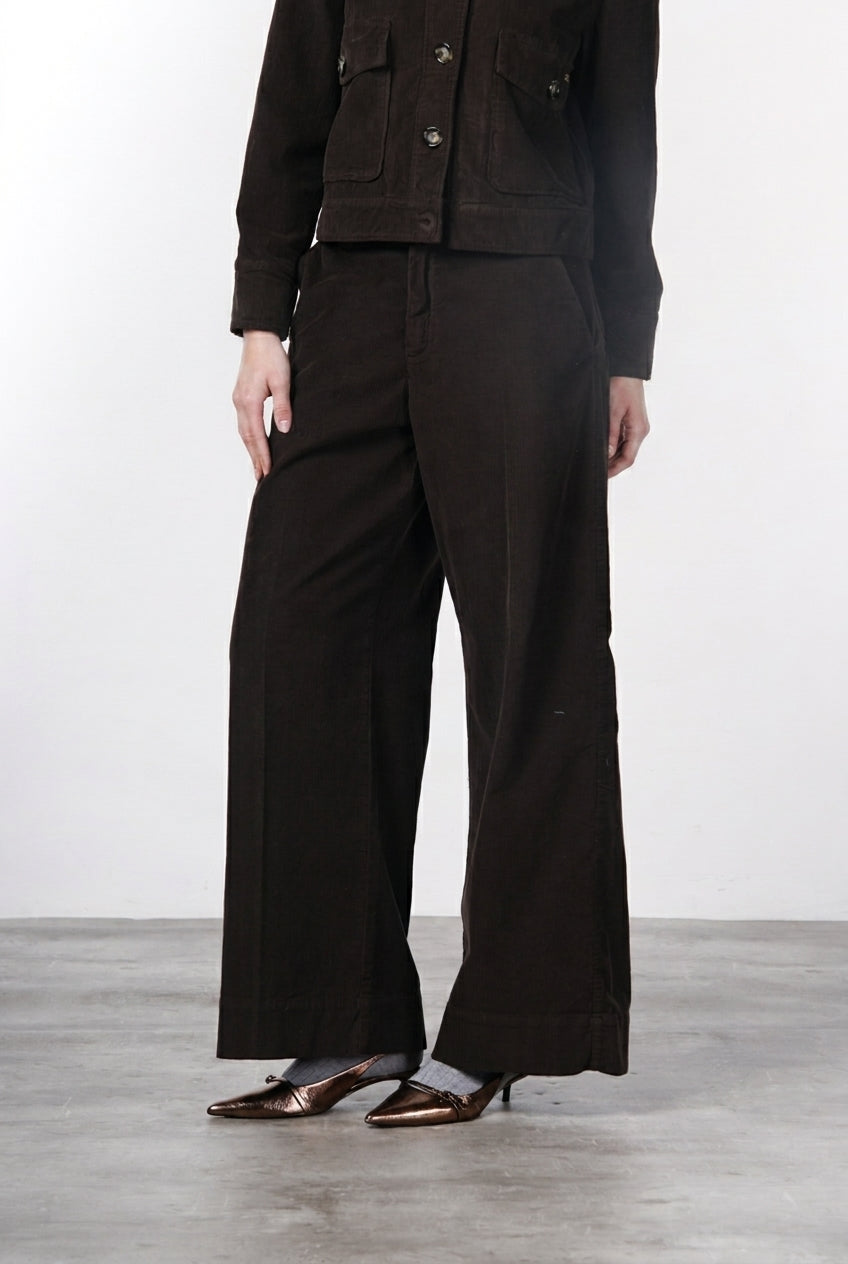 New York Wide pantalone chino donna in velluto 500 righe wide leg