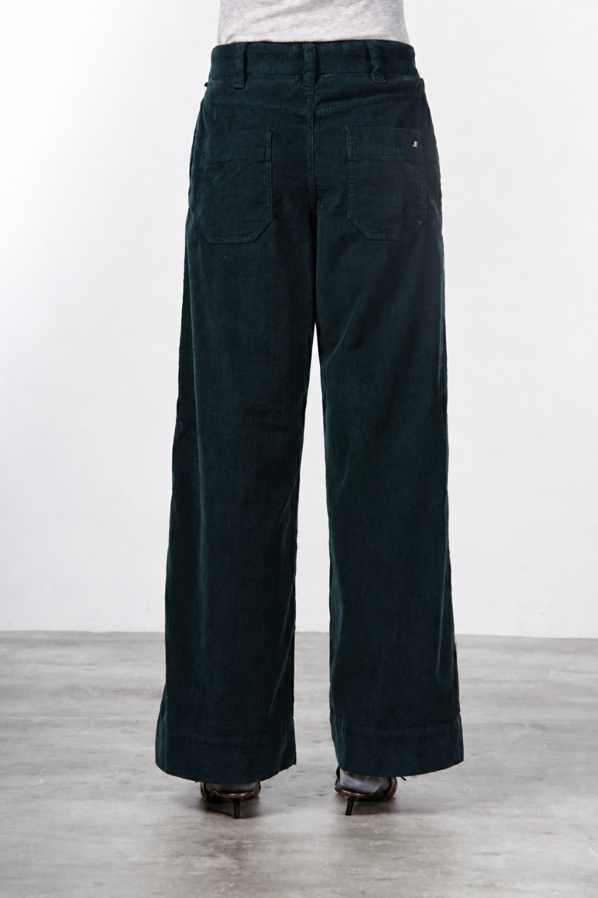 Pantalon chino New York Wide femme en velours côtelé 500 raies, wide leg