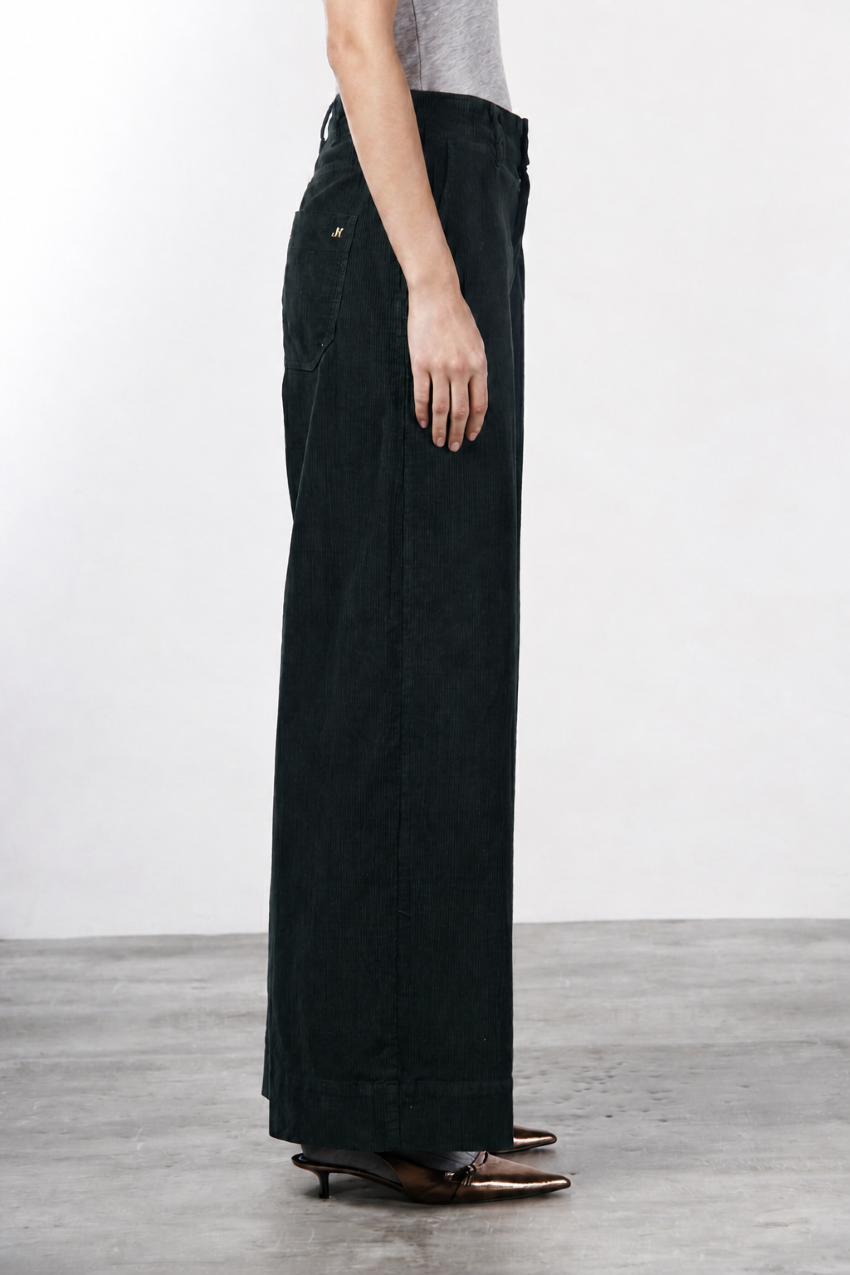 Pantalon chino New York Wide femme en velours côtelé 500 raies, wide leg