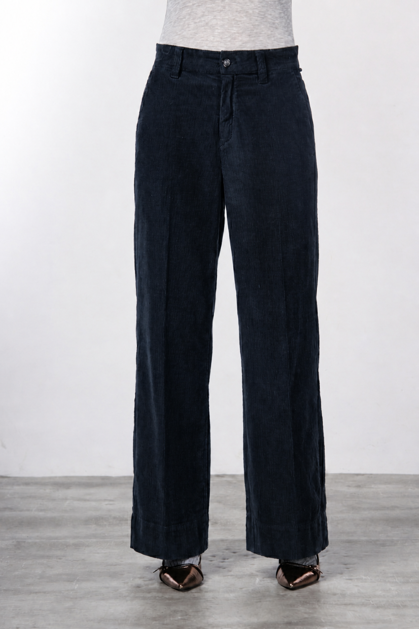 New York Wide pantalon chino femme en velours 500 raies wide leg
