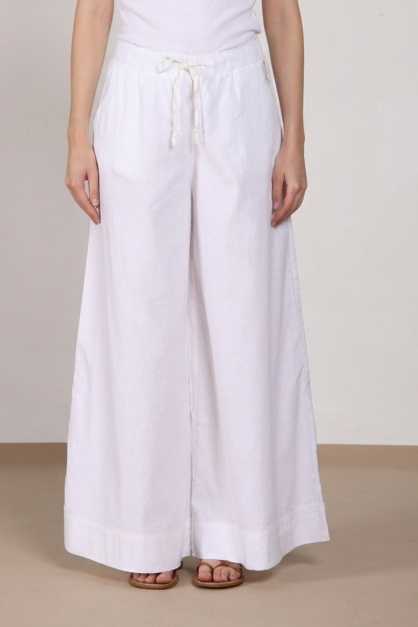 Portofino pantalon chino jogger femme en toile de lin et coton légère wide leg