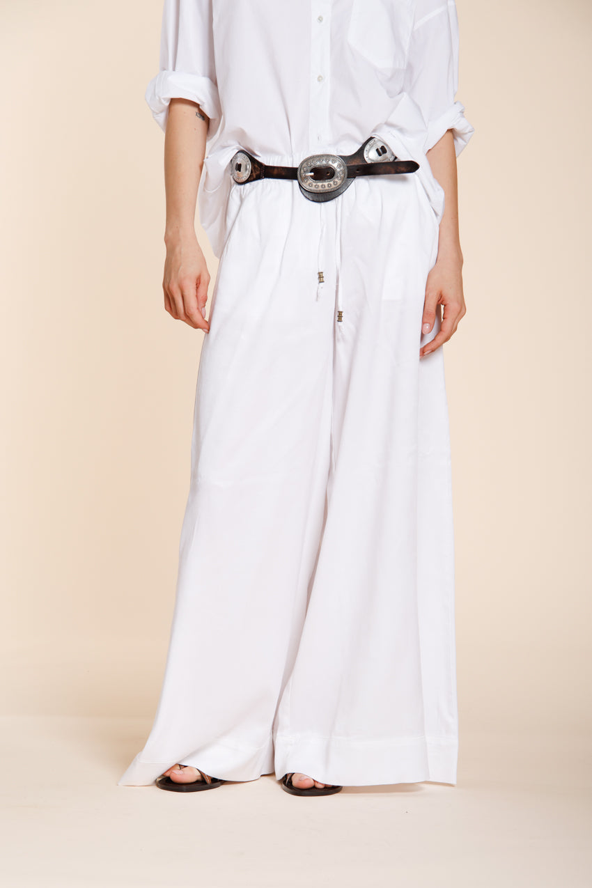 Portofino pantalon chino jogger femme en toile de lin et coton légère wide leg