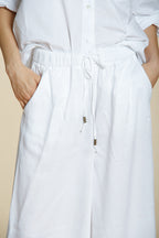 Portofino pantalon chino jogger femme en toile de lin et coton légère wide leg