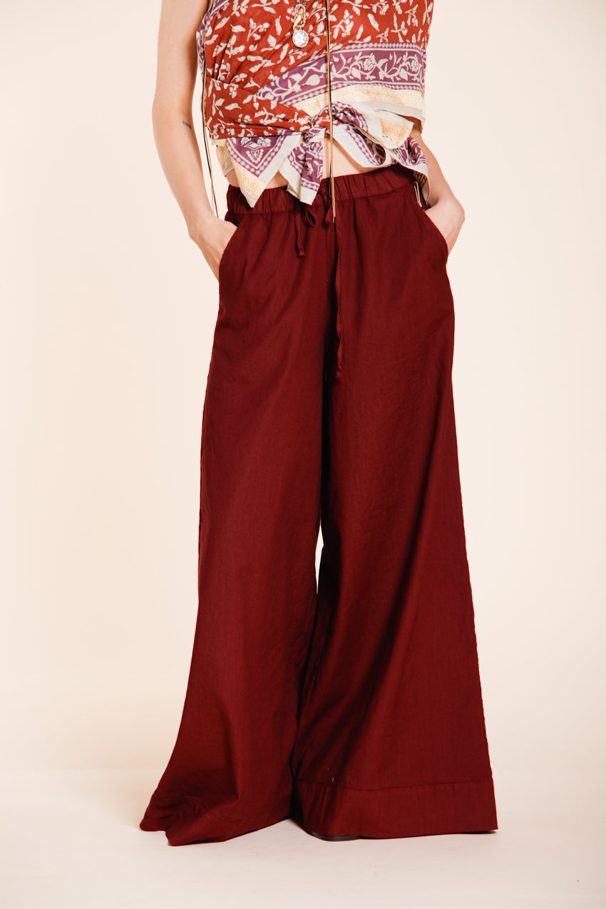 Portofino women's chino jogger pants in lightweight linen and cotton canvas wide leg