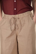 Portofino Hose Chino Jogger Damen aus leichtem Leinen- und Baumwoll-Canvas wide leg