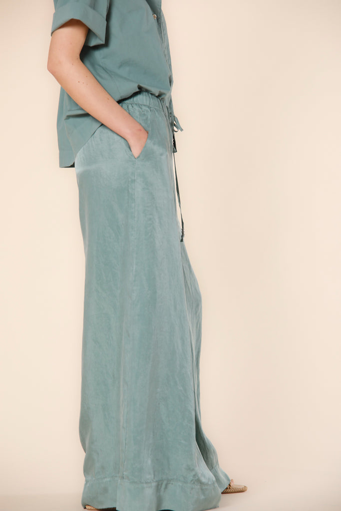  Image 4 de pantalon chino femme en modal, modèle Portofino, couleur vert menthe de Mason's.