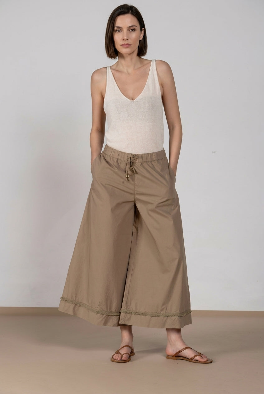 Portofino Cropped women's chino jogger pants in poplin wide leg