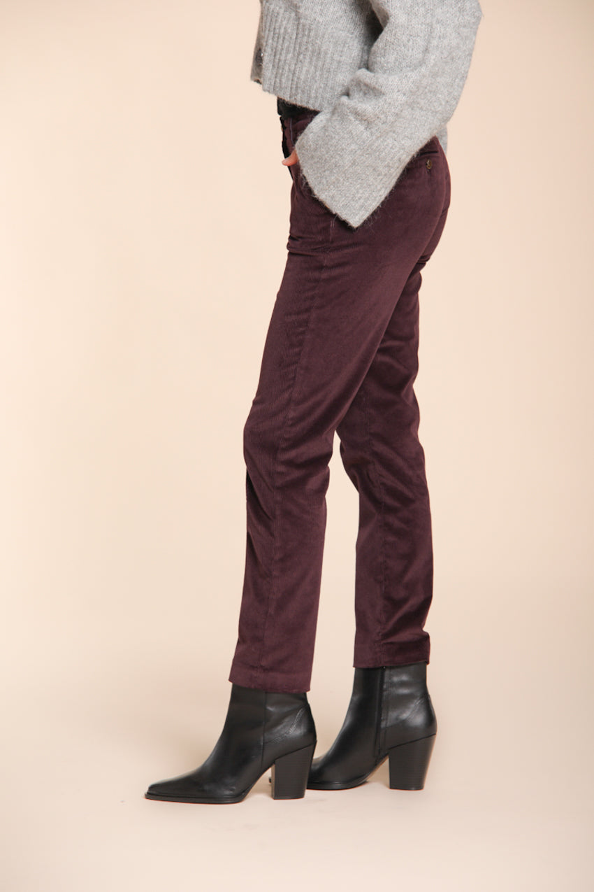 New York Slim pantalone chino donna in velluto a coste slim fit