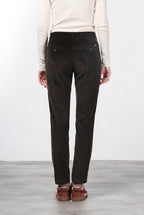 New York Slim pantalone chino donna in velluto a costa grande slim fit ①