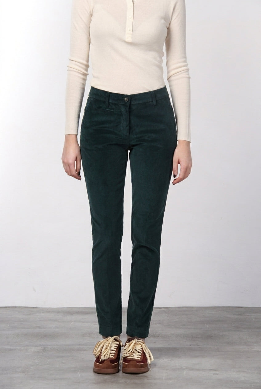 New York Slim women’s chino pants in wide-wale velvet with slim fit ①