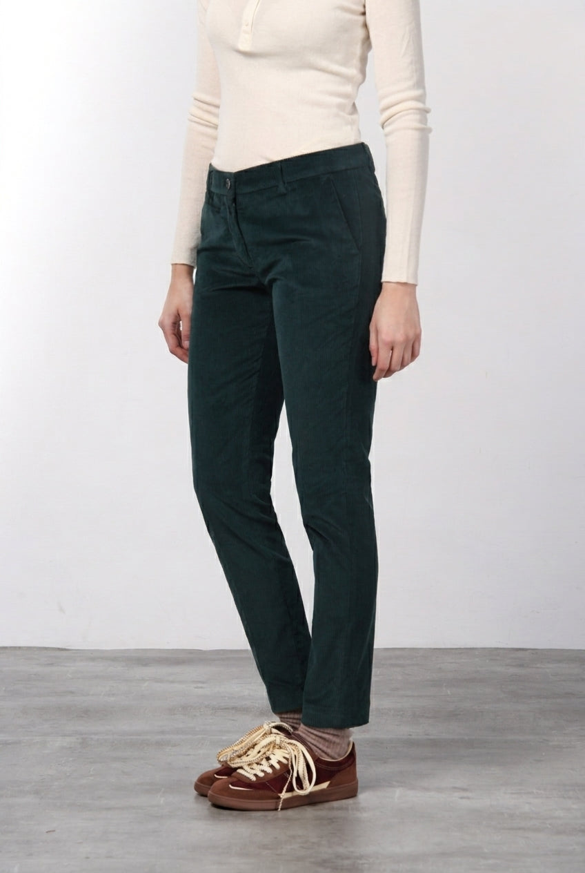 New York Slim women’s chino pants in wide-wale velvet with slim fit ①