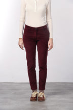 New York Slim pantalone chino donna in velluto a costa grande slim fit ①