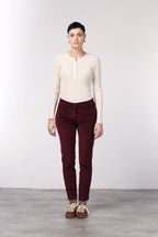 New York Slim pantalone chino donna in velluto a costa grande slim fit ①