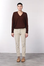 New York Slim pantalone chino donna in velluto a costa grande slim fit ①