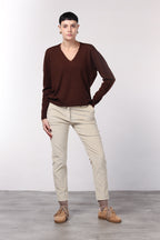 New York Slim pantalone chino donna in velluto a costa grande slim fit ①