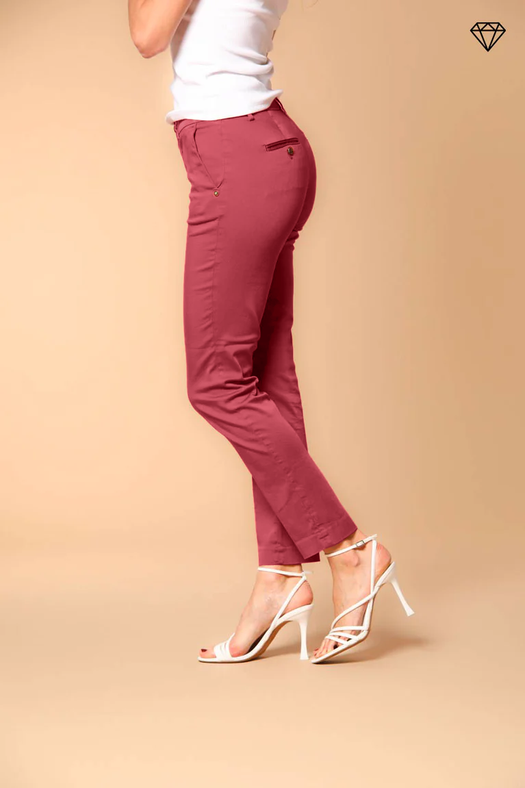 New York Slim women's chino trousers in stretch satin slim fit ①