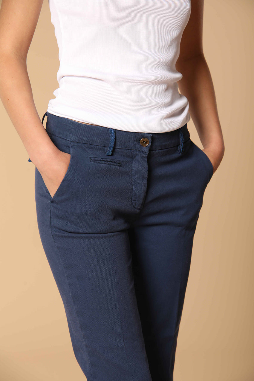 New York Trumpet pantalon chino femme en piqué de coton et tencel coupe slim