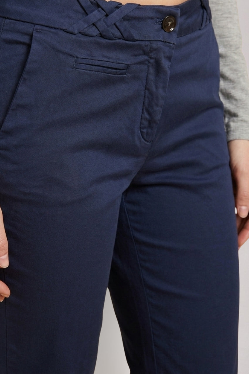 New York Trumpet women's chino pants in stretch satin slim fit