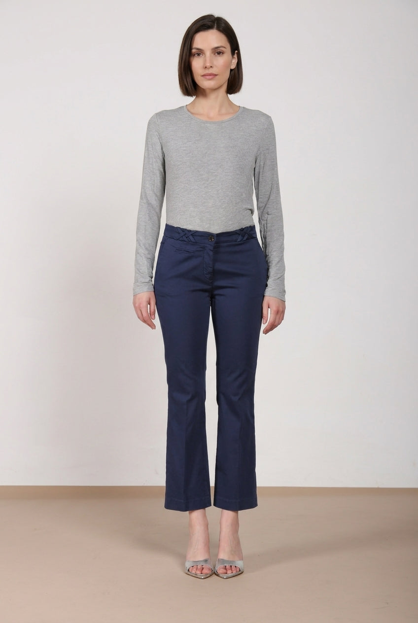 New York Trumpet women's chino pants in stretch satin slim fit