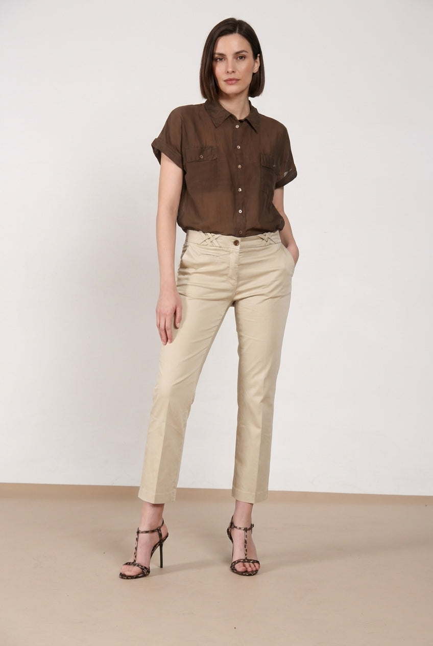 New York Trumpet women's chino pants in stretch satin slim fit