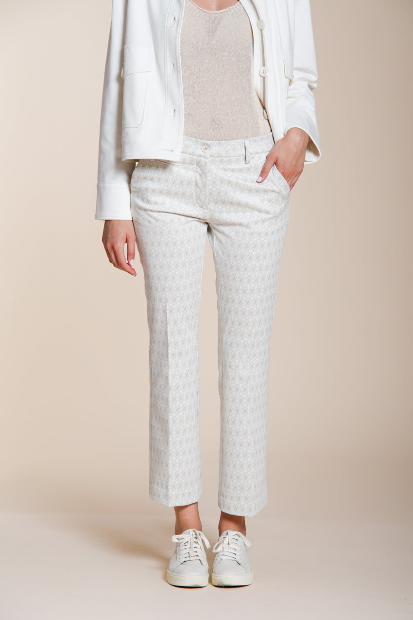 New York Trumpet pantalone chino donna in jersey fantasia rombi slim fit