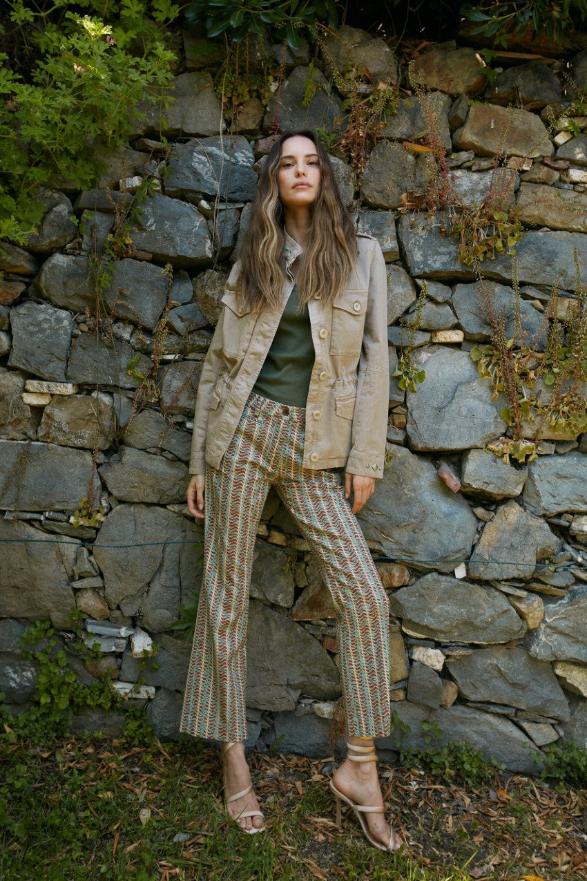 New York Trumpet women's chino pants in piquet with print slim fit