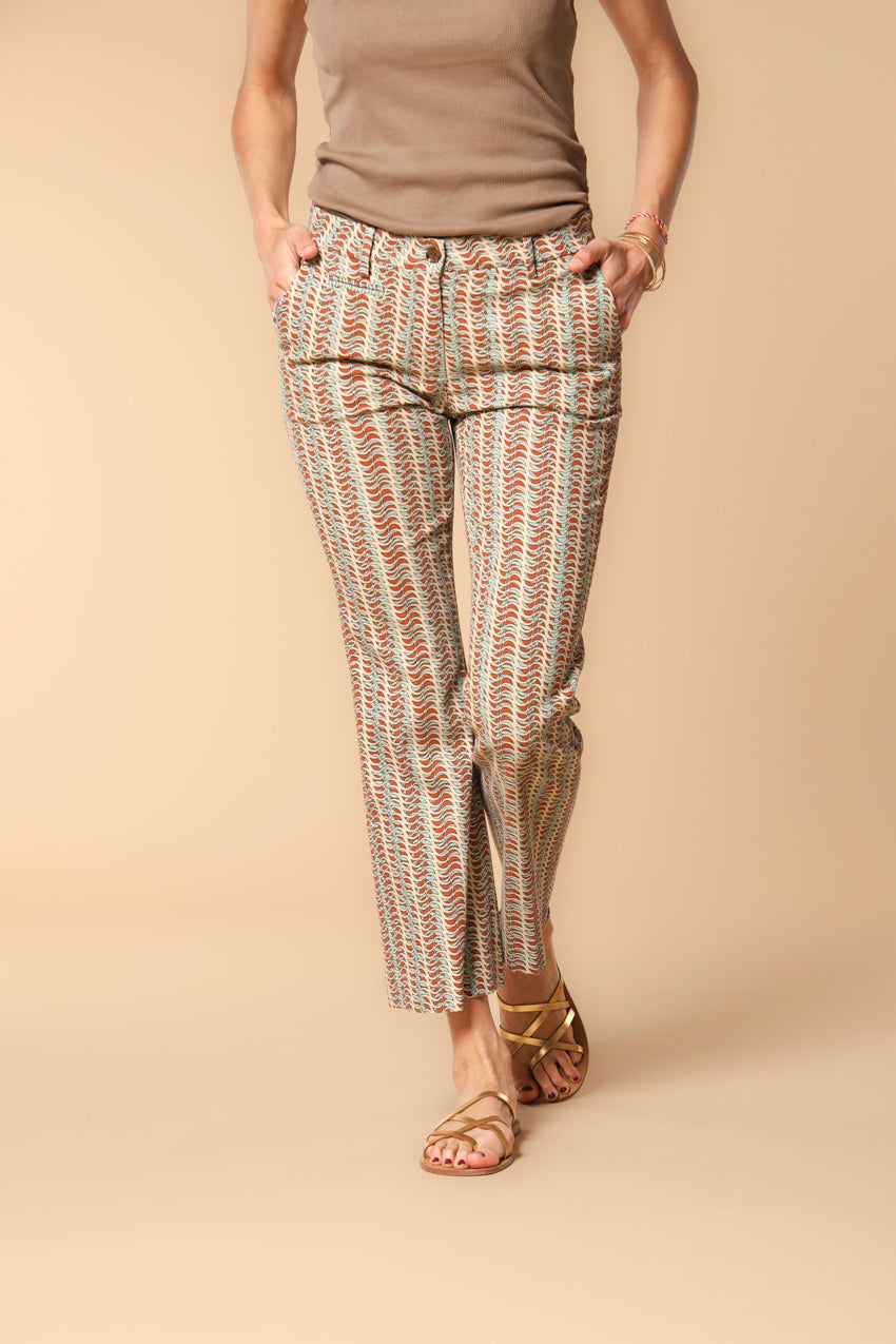 New York Trumpet women's chino pants in piquet with geometric print slim fit