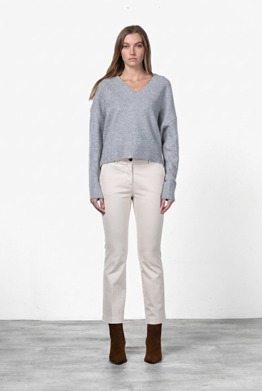 New York Trumpet pantalone chino donna in gabardina slim fit ①