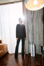 New York Flare pantalone chino donna in jersey piquet slim fit