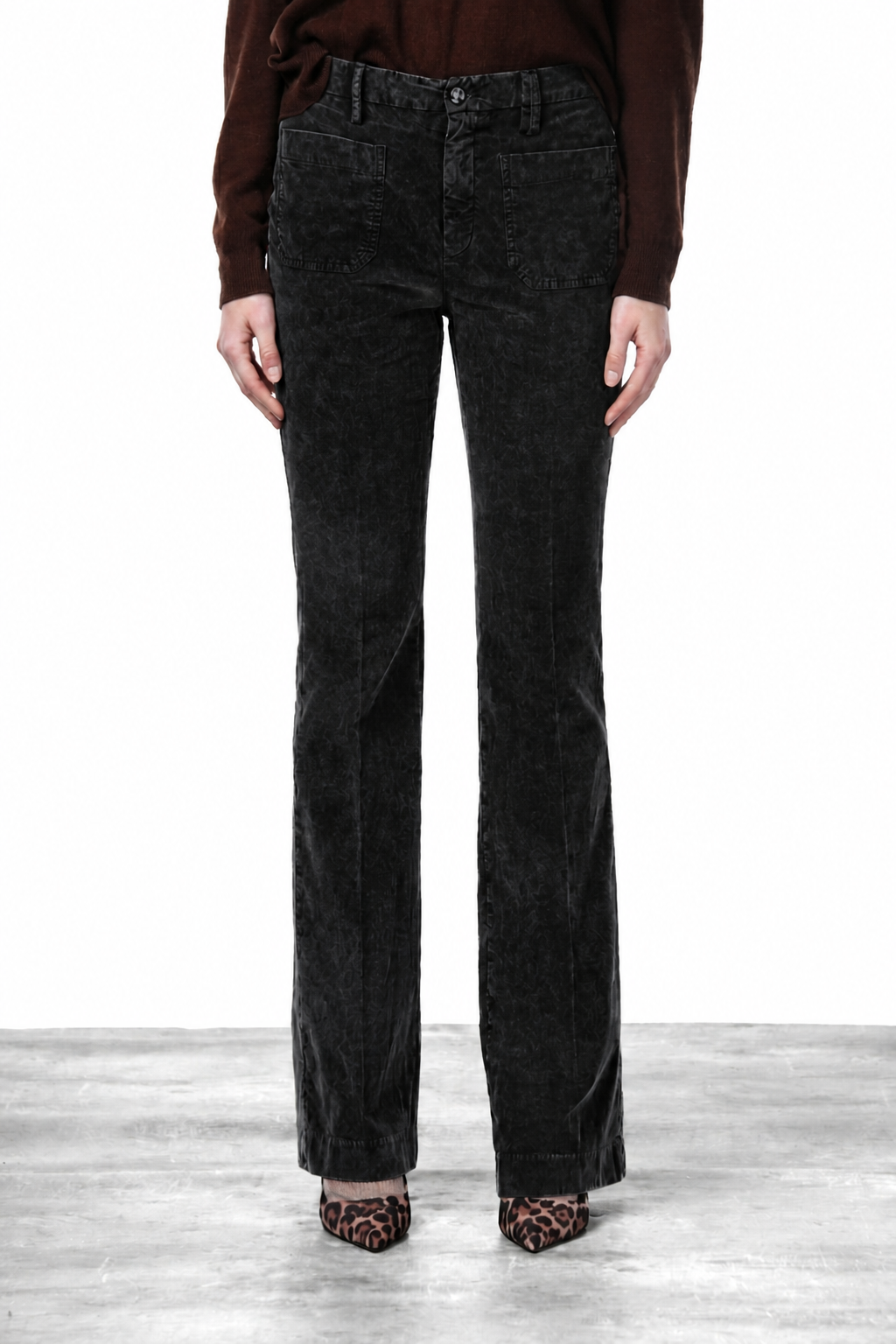 New York Flare pantalon chino femme en velours 1000 raies slim fit
