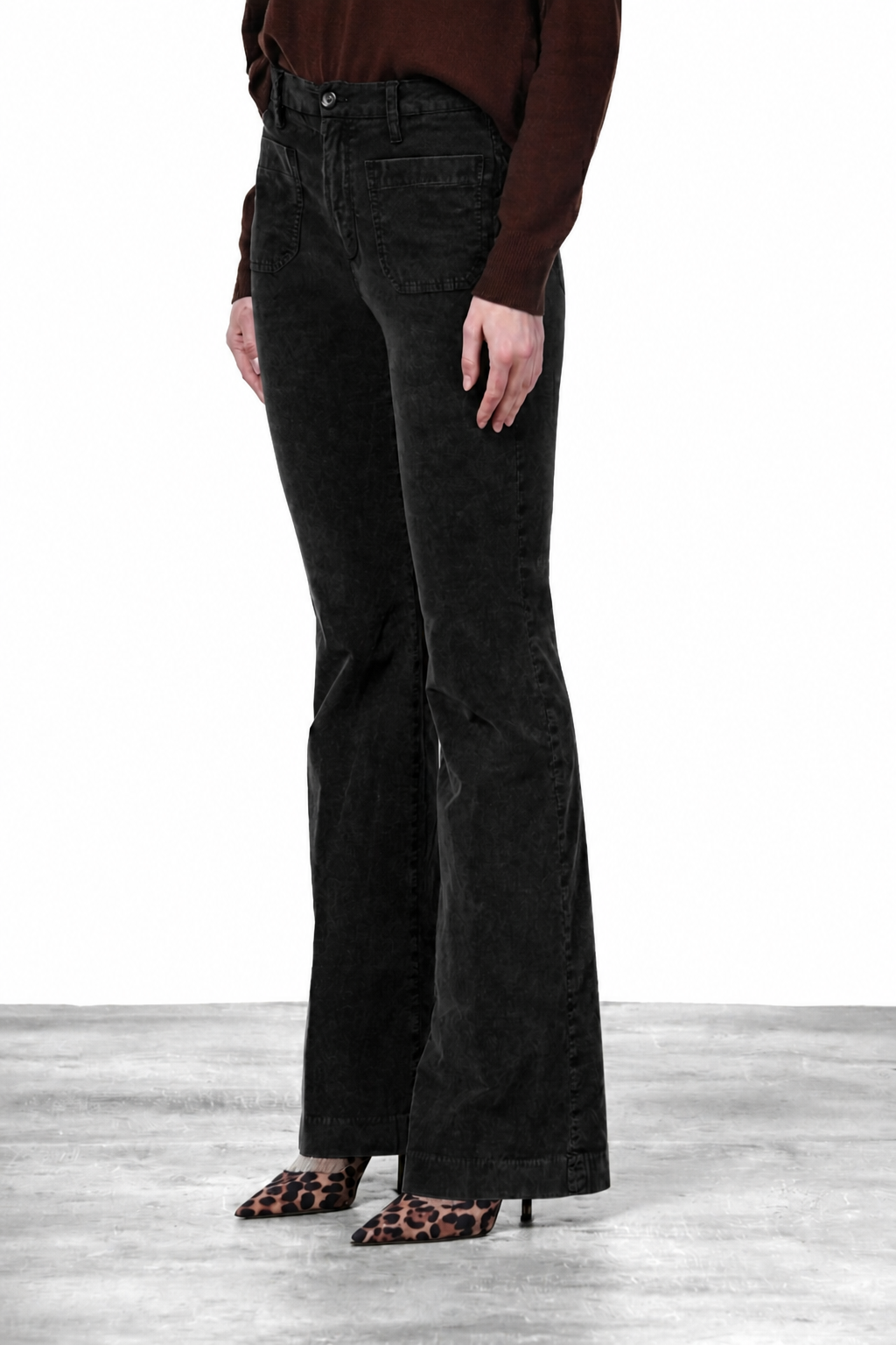 New York Flare pantalon chino femme en velours 1000 raies slim fit
