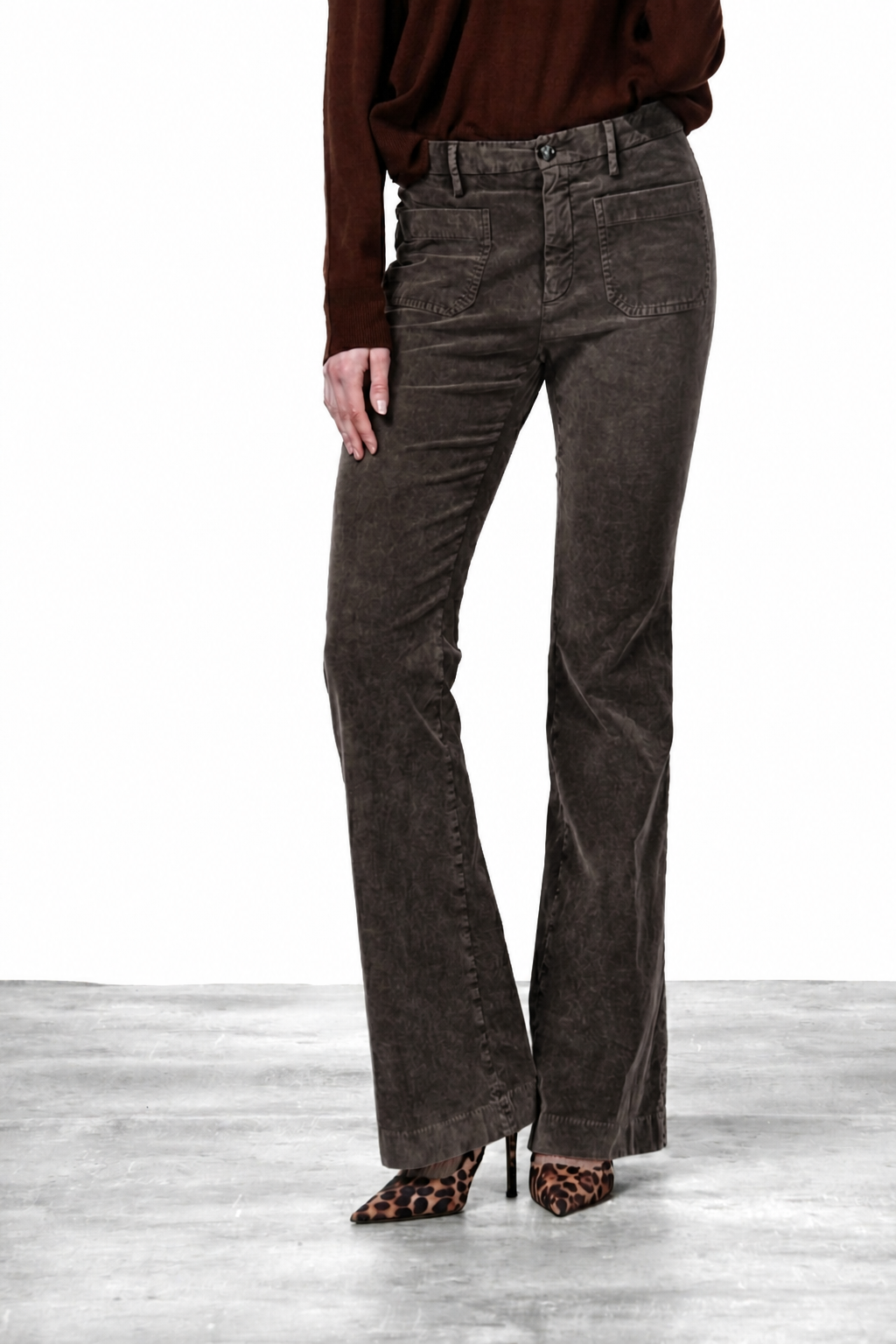 New York Flare pantalon chino femme en velours 1000 raies slim fit
