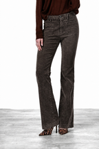 New York Flare pantalon chino femme en velours 1000 raies slim fit
