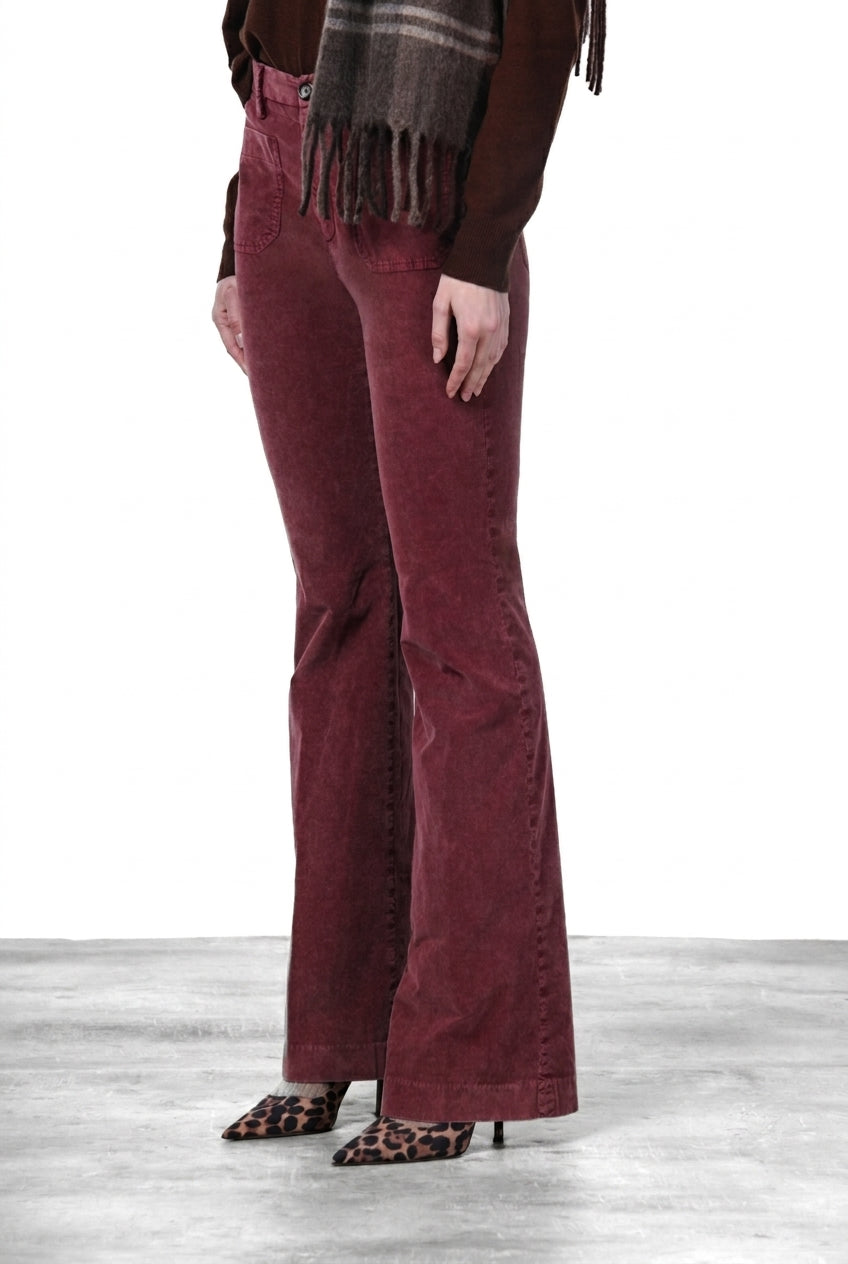 New York Flare women’s chino pants in 1000-wale velvet with slim fit
