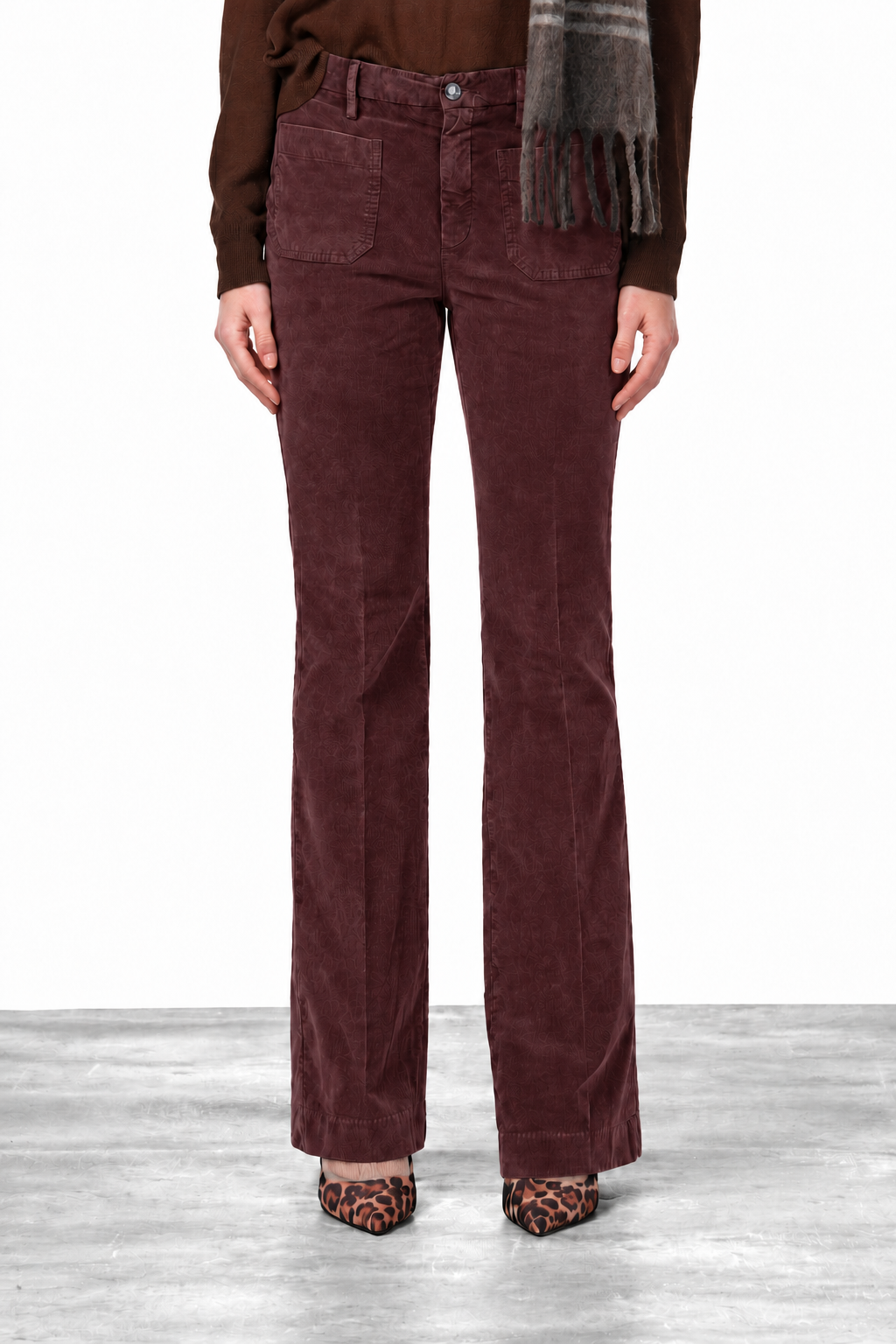 New York Flare pantalon chino femme en velours 1000 raies slim fit