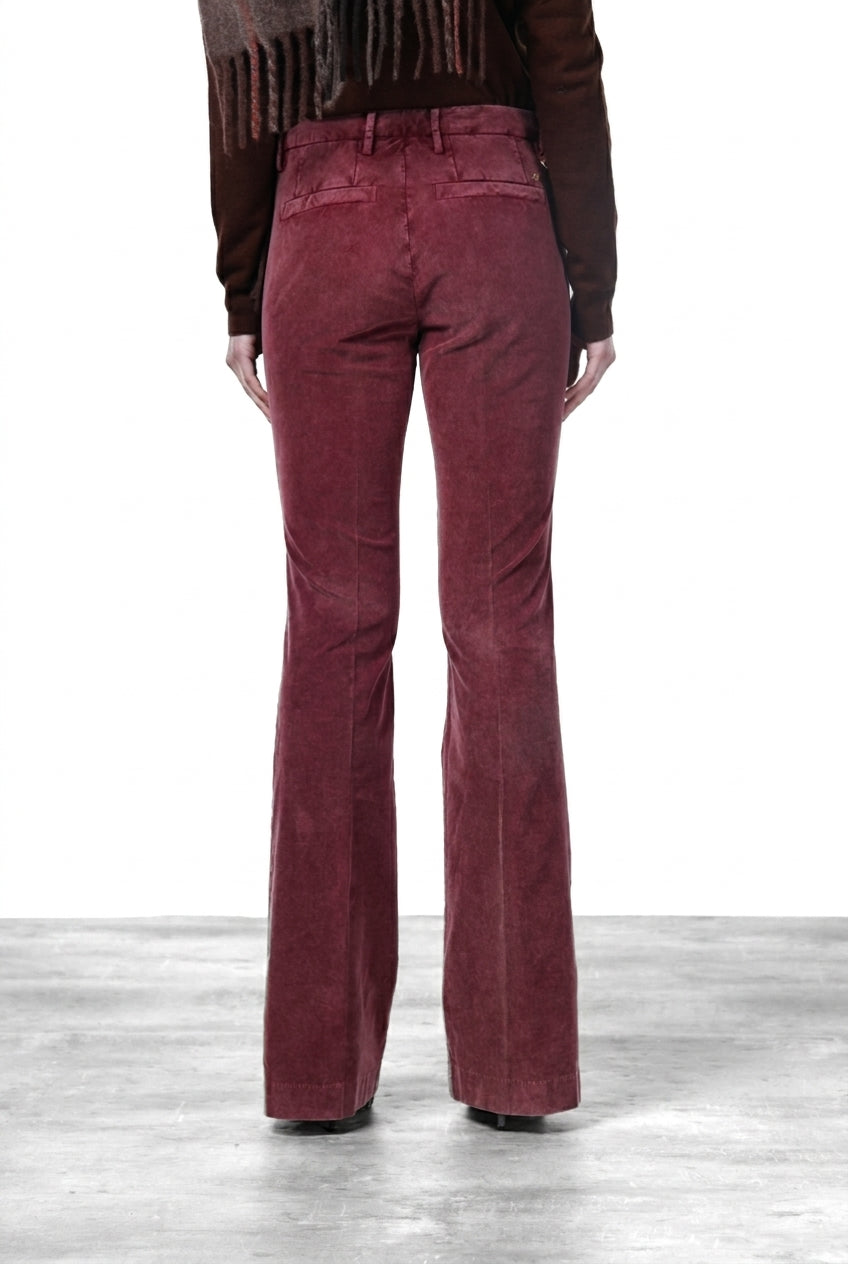 New York Flare pantalone chino donna in velluto 1000 righe slim fit