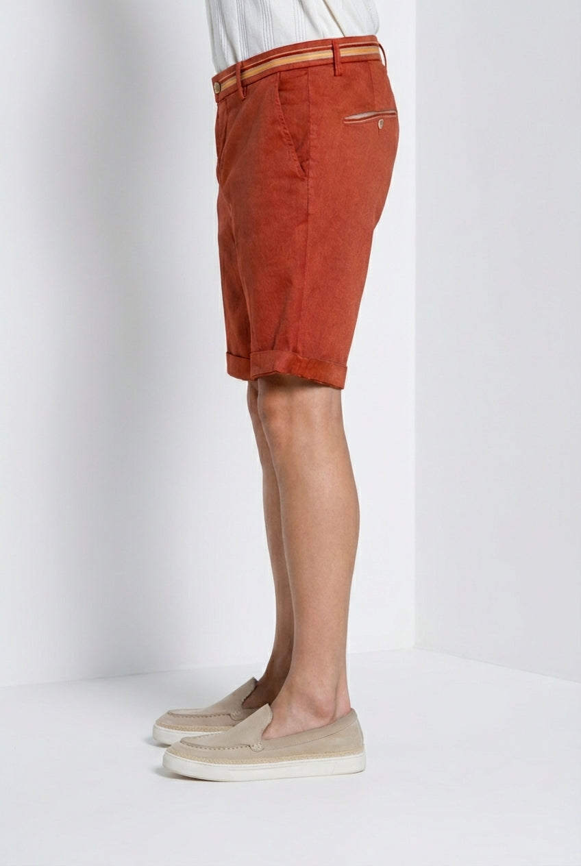 Torino Oxford bermuda chino uomo in twill di lino e cotone slim fit