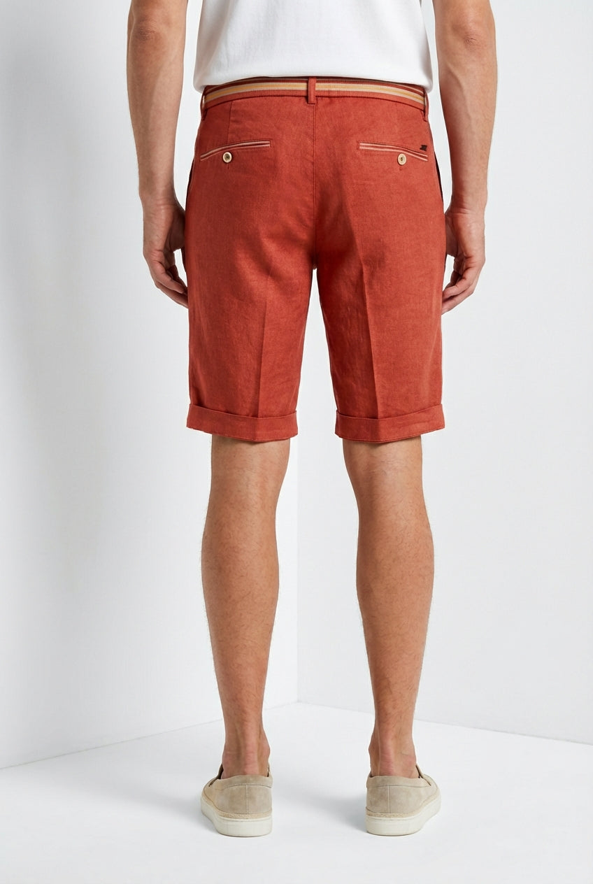 Torino Oxford bermuda chino uomo in twill di lino e cotone slim fit