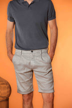 Osaka 1 Pinces bermuda chino homme en twill de lin et coton carrot fit