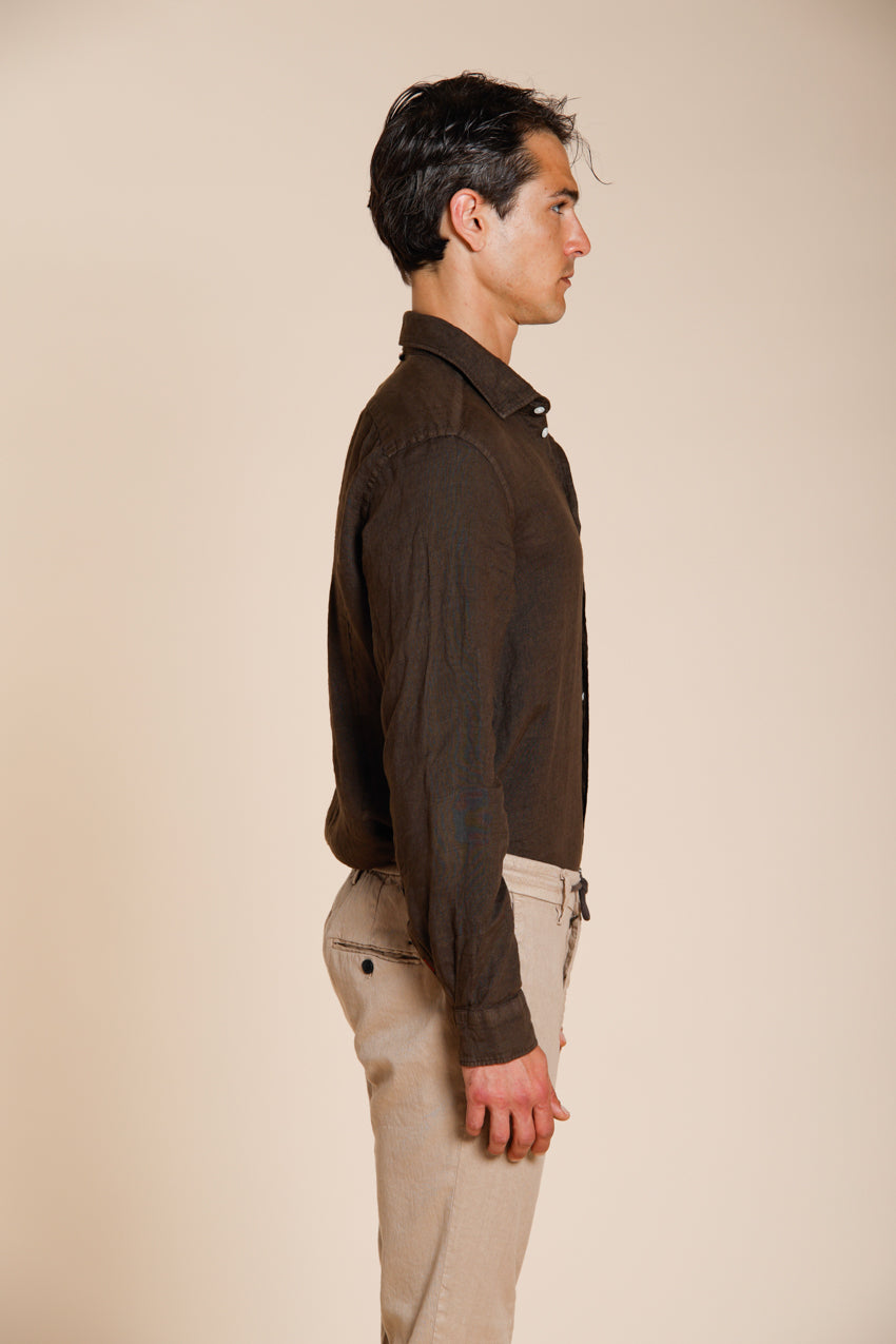 Torino men's shirt in linen canvas ①