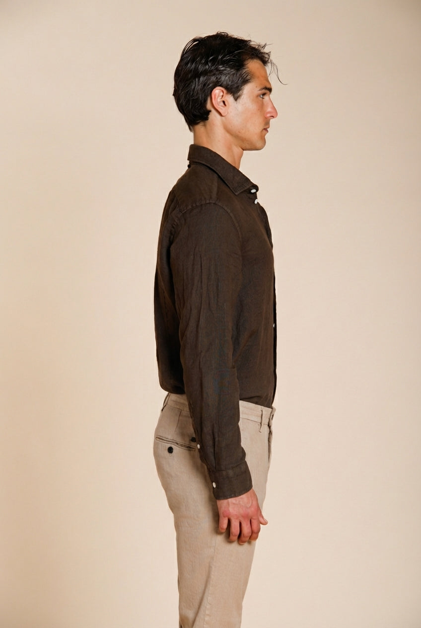 Torino men's shirt in linen canvas ①
