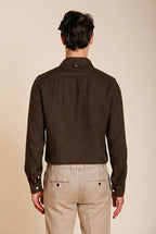Torino men's shirt in linen canvas ①