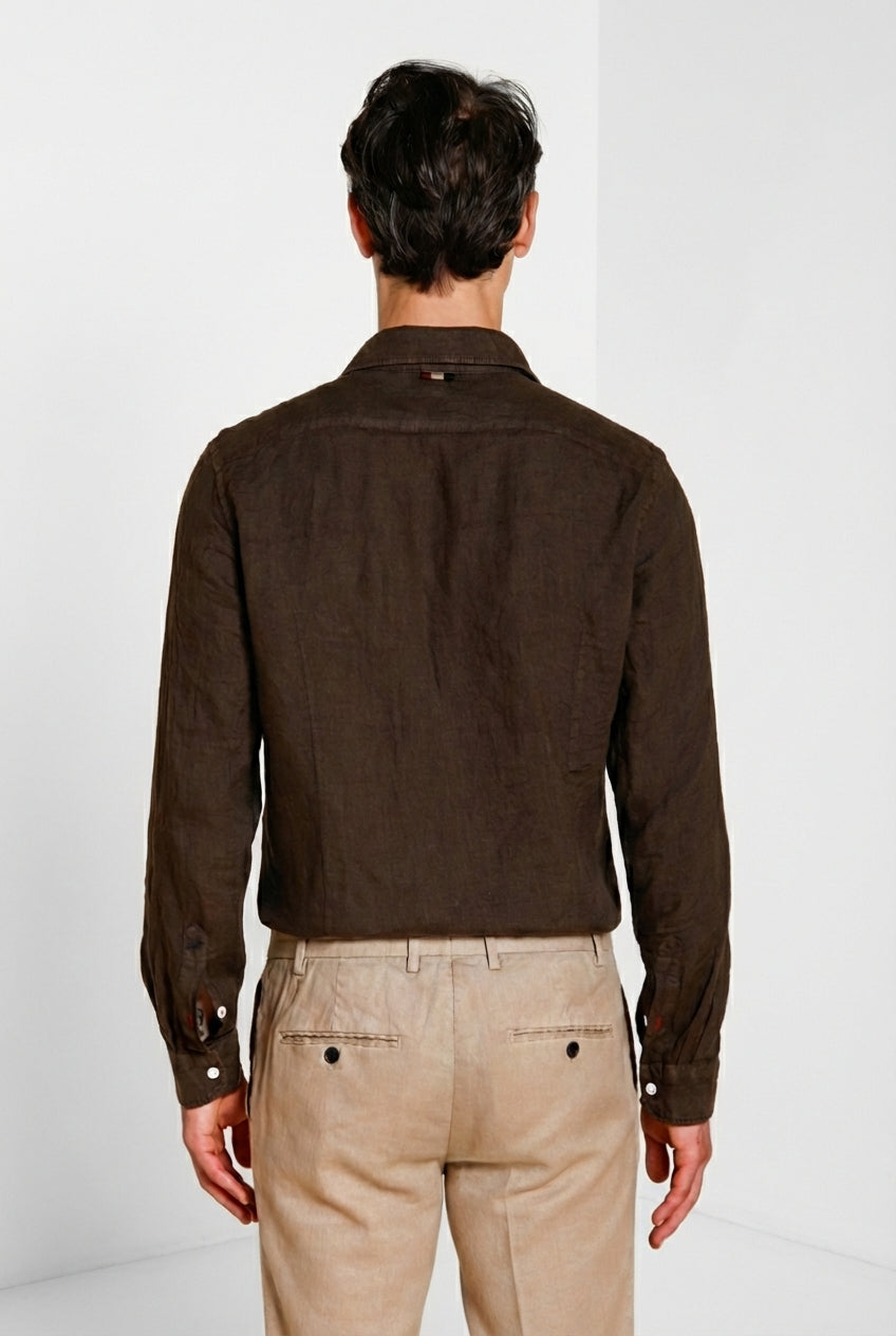 Torino men's shirt in linen canvas ①